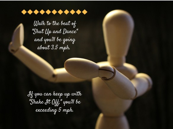 Walk to the beat of %22Shut Up and Dance%22 and you'll be going about 3.5 mph.